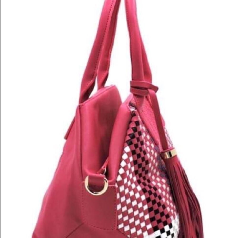 Alyssa Nicole Fashion Woven Colorblock Satchel - Picture 4 of 8